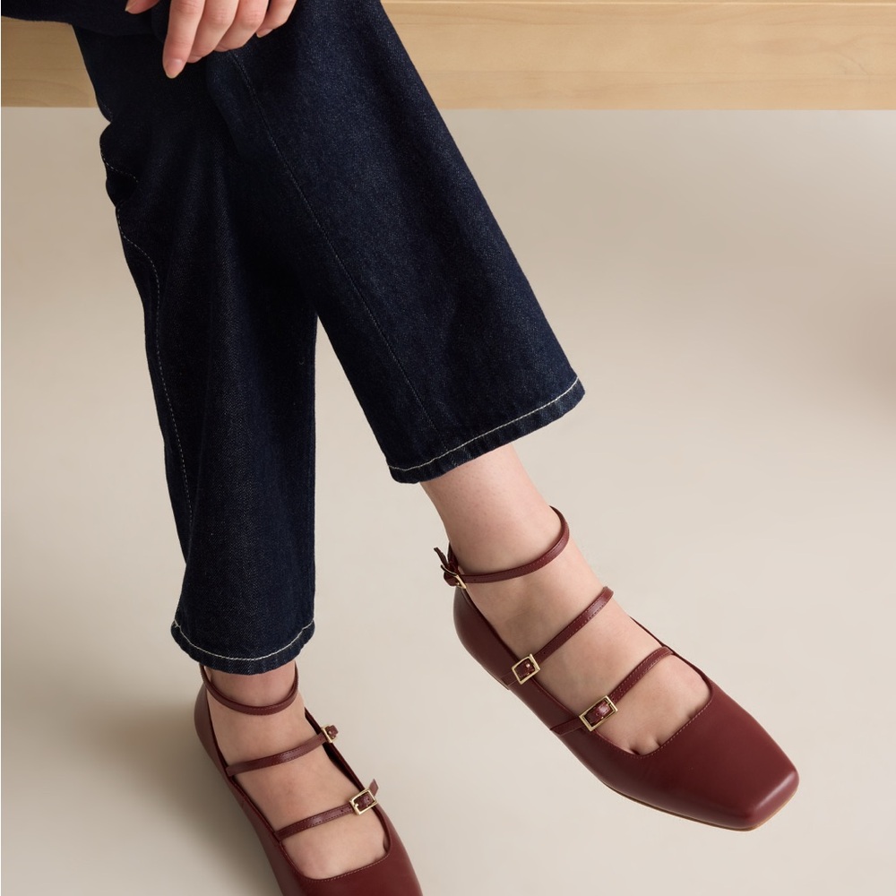 NIB Quince Italian Leather Strappy Ballet Flat
